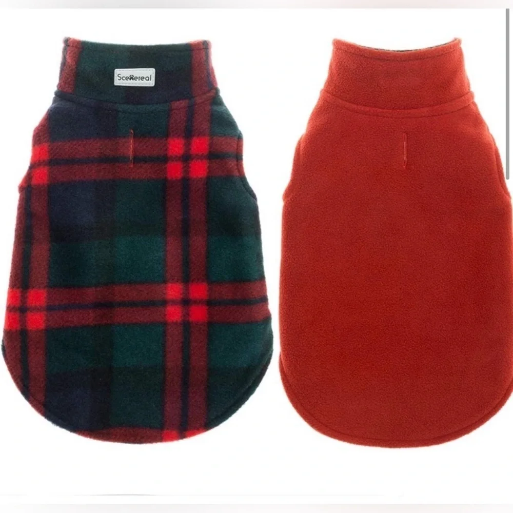 NWT SCENEREAL Dog Winter Clothes Reversible Jacket plaid or solid Size XS